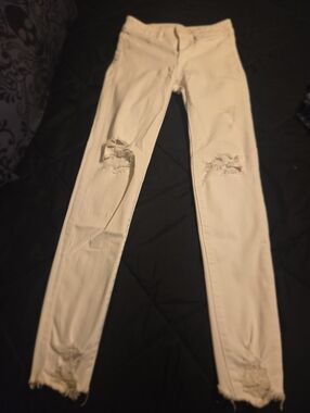 Guess White Distressed Skinny Jeans